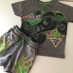 Monster Jam Grave Digger Kids Matching Set - Gray & Green